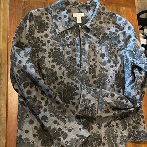 Charter Club Gray Floral Jean Jacket NWOT